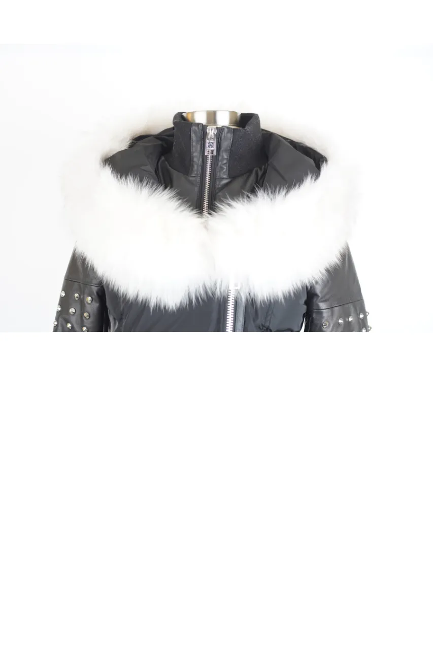 Fur Hood Down Filled Parka Coat w/ Spikes