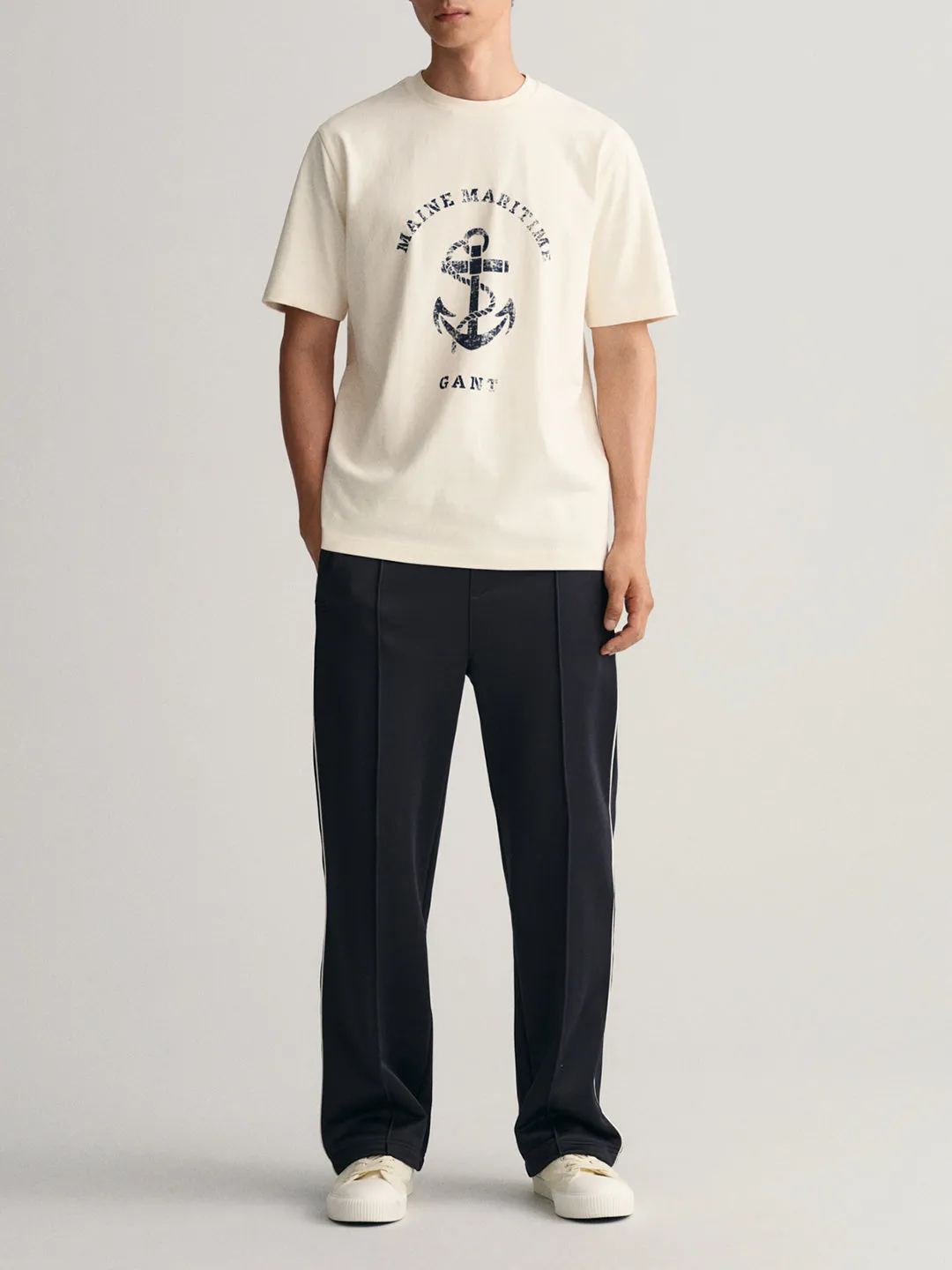 Gant Cream Printed Regular Fit T-Shirt