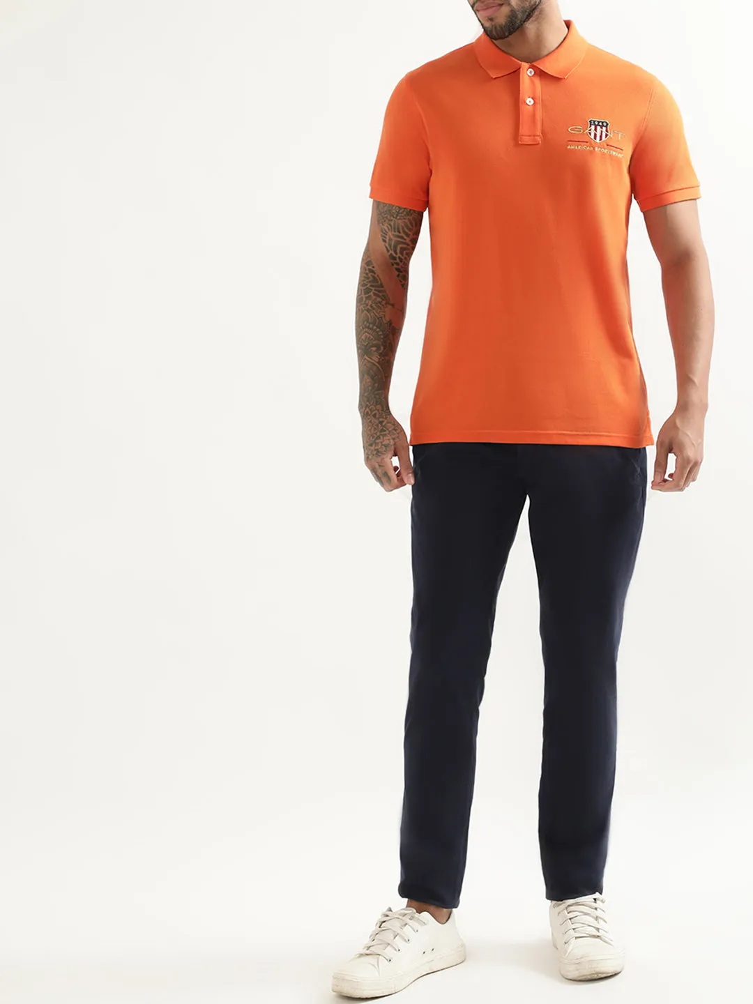 Gant Orange Logo Regular Fit Polo T-Shirt