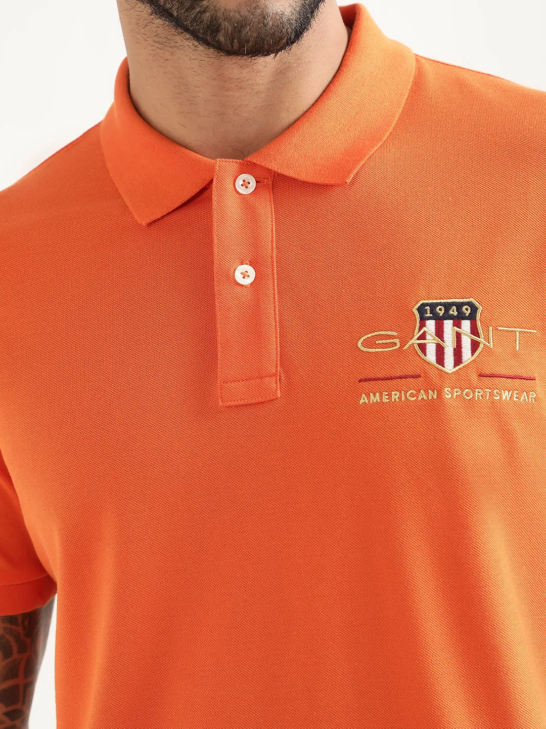 Gant Orange Logo Regular Fit Polo T-Shirt