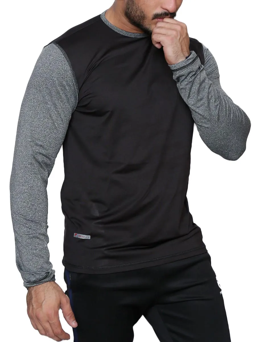 Gratitude - Full Sleeves - T-Shirt - 017 - Black / Heather Grey