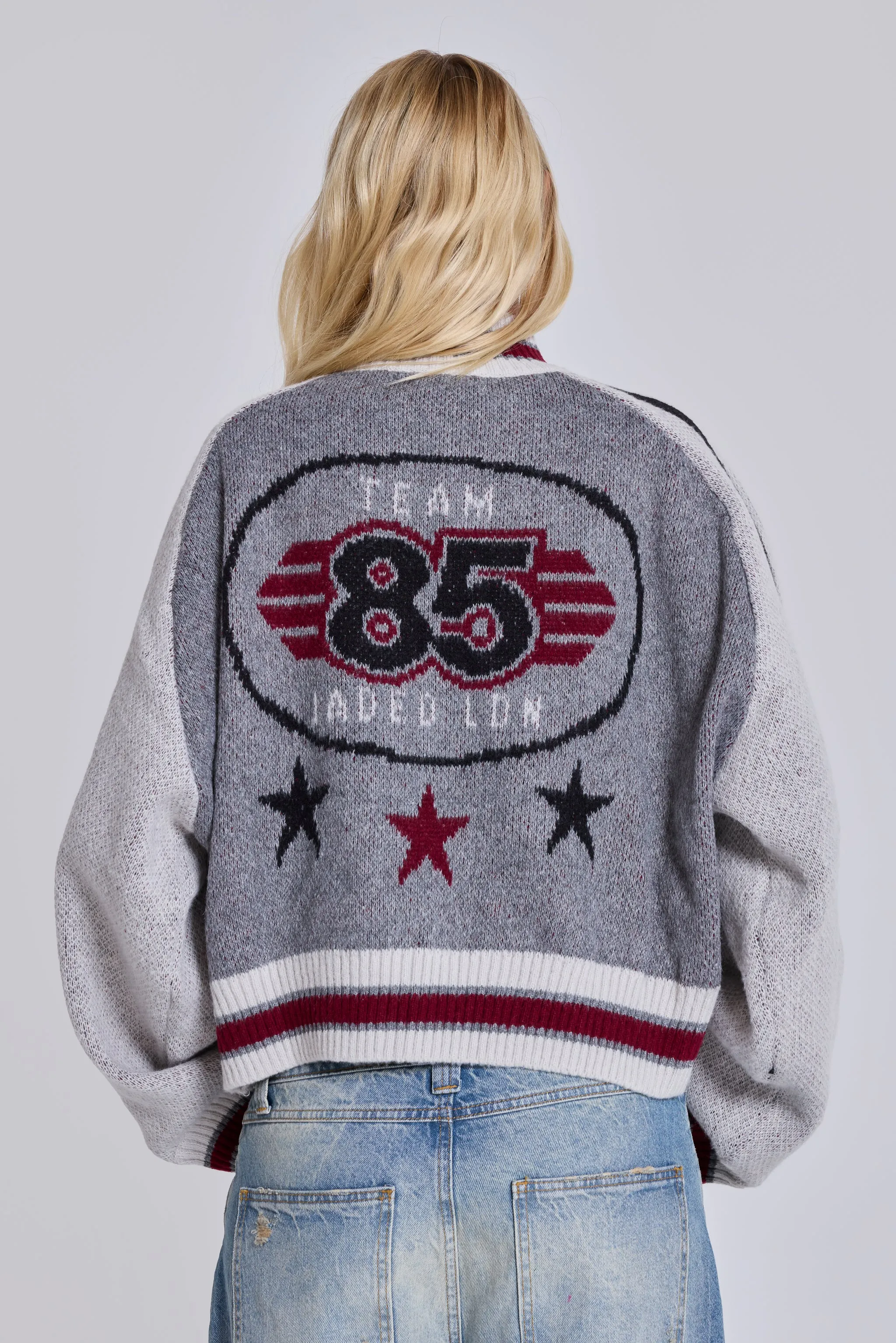 Grey Team 85 Knitted Bomber Jacket