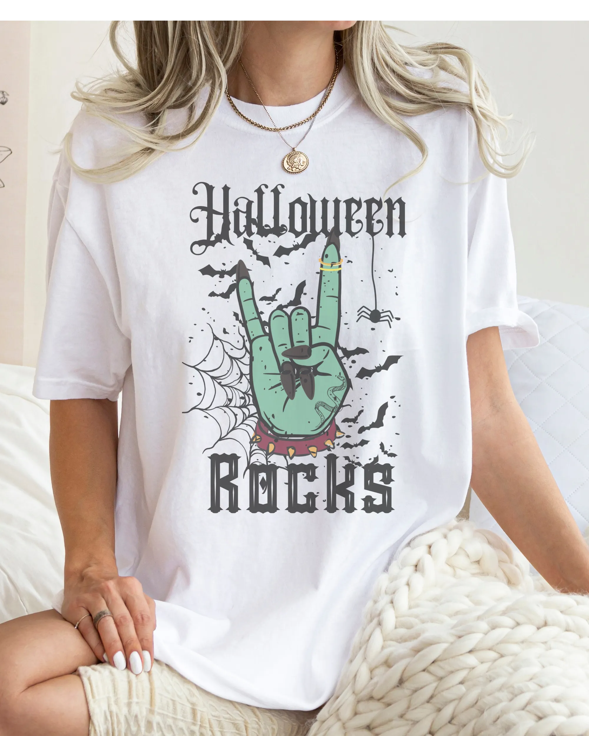 Halloween Rocks Design Comfort Colors® T-Shirt, Women's Retro Funny Design T-Shirt