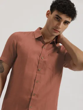 Harvey - Pure Linen Half Sleeve Shirt - Fondue Pink