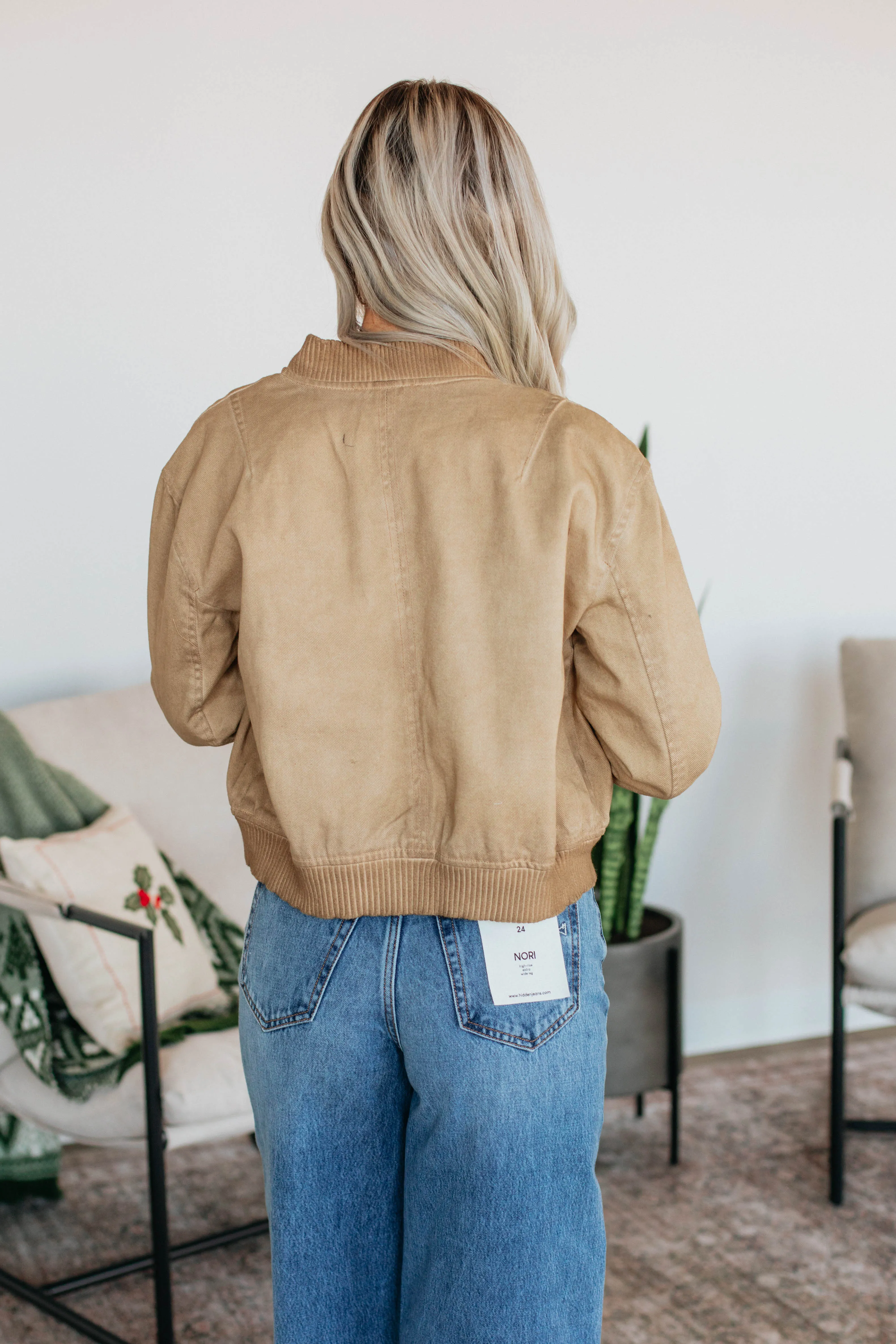 Hawkins Denim Bomber Jacket - Camel