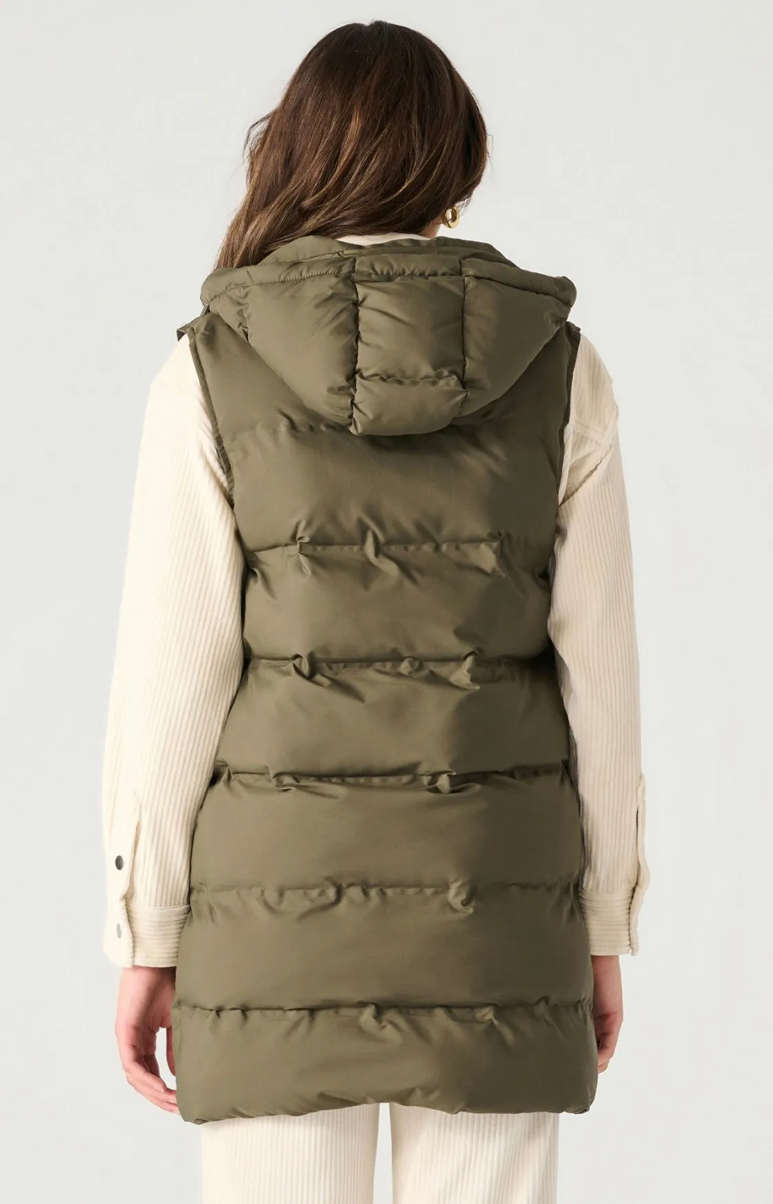 Hooded Puffer Vest From Dex Green