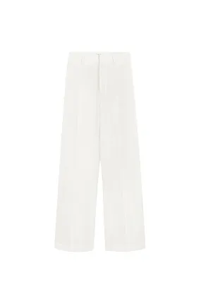 Jasmine Straight Ribbed Poly Wool Floor Length Pants