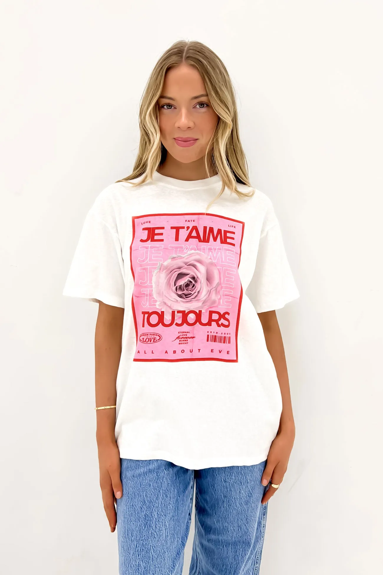 Je T'aime Oversized Tee Vintage White