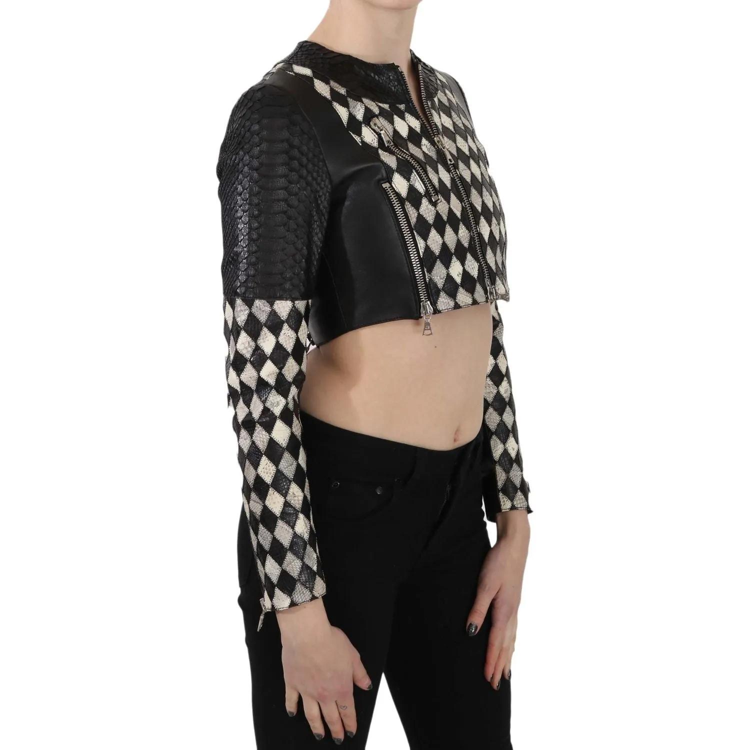 John Richmond Chic Biker-Inspired Cropped Leather Jacket