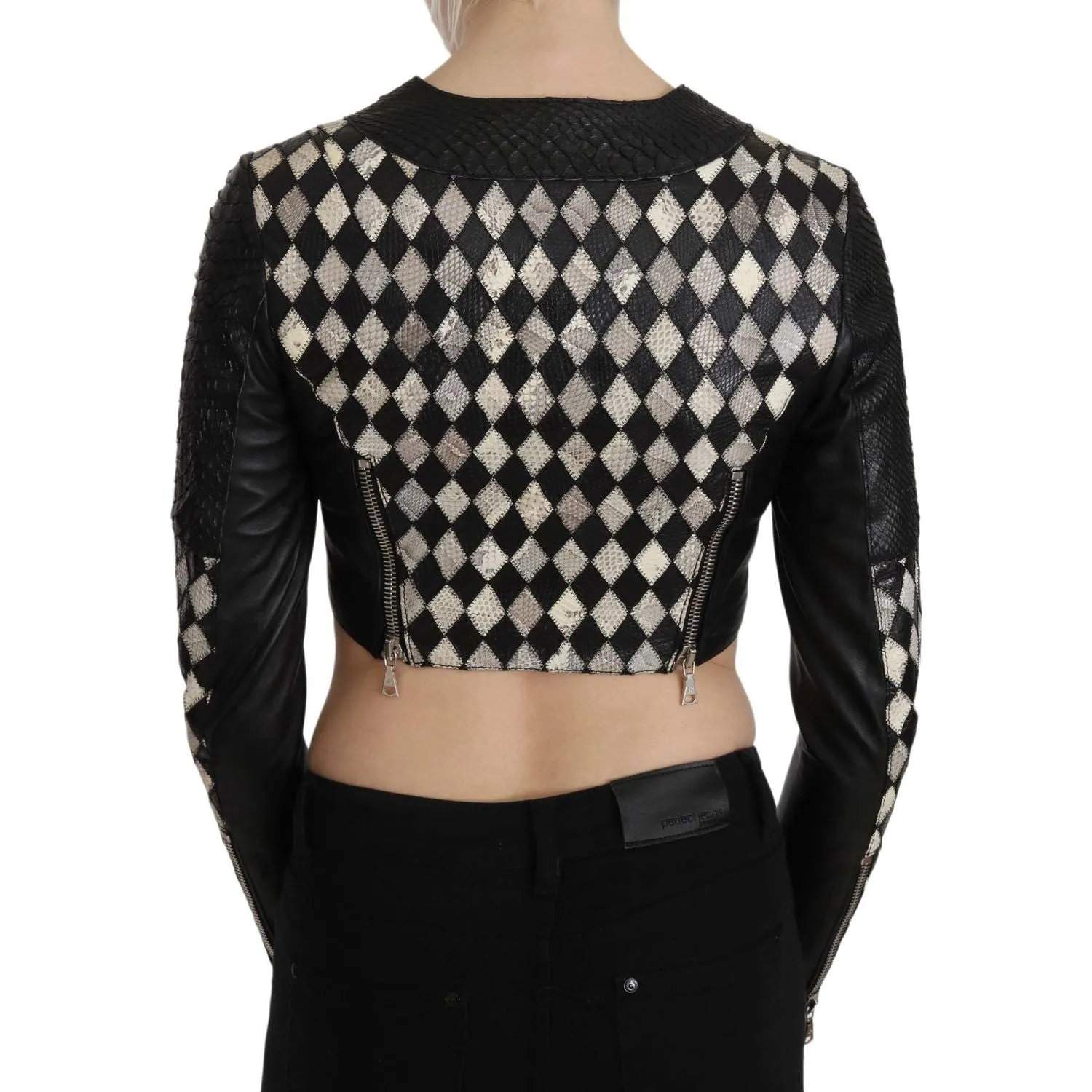 John Richmond Chic Biker-Inspired Cropped Leather Jacket