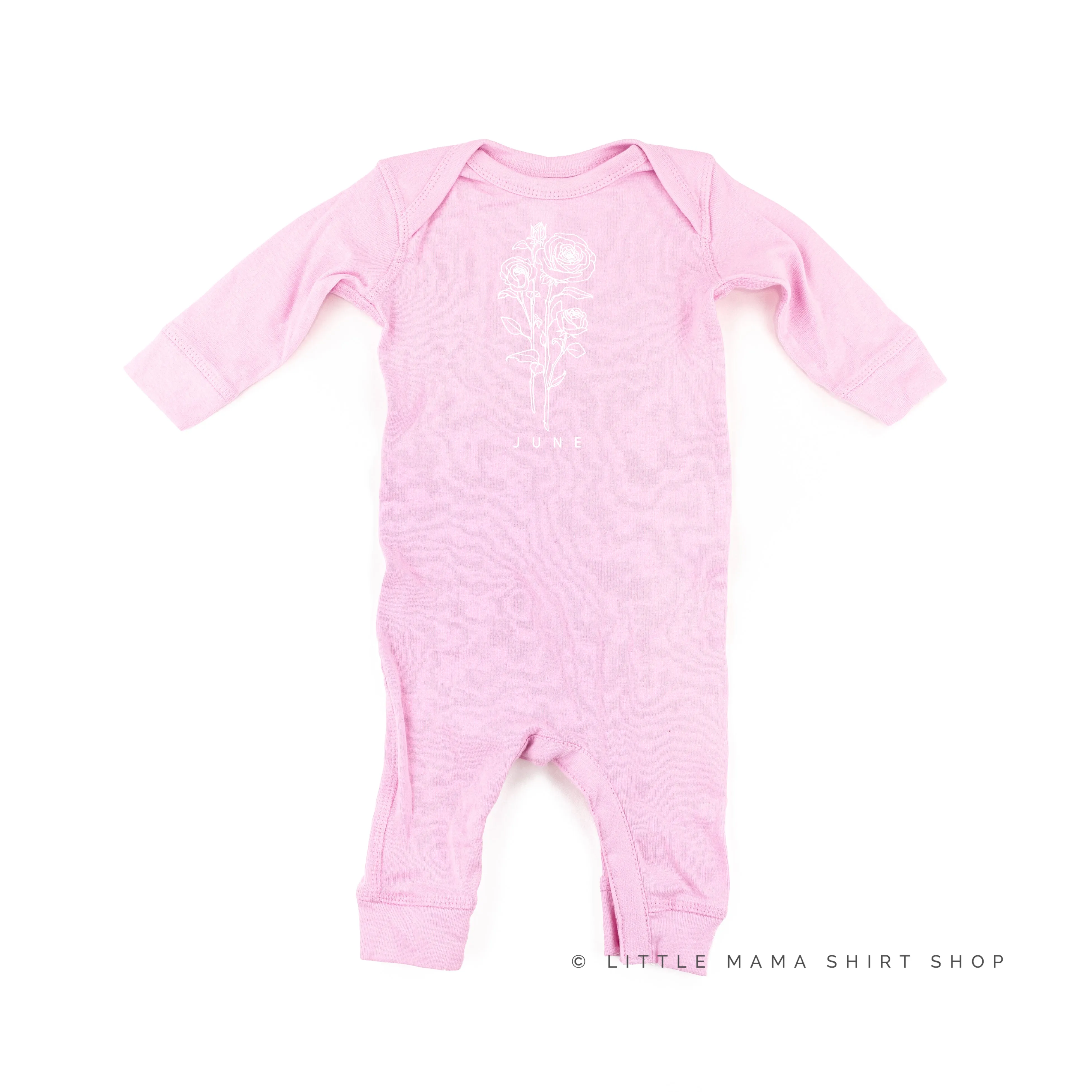 JUNE BIRTH FLOWER - Rose - One Piece Baby Sleeper