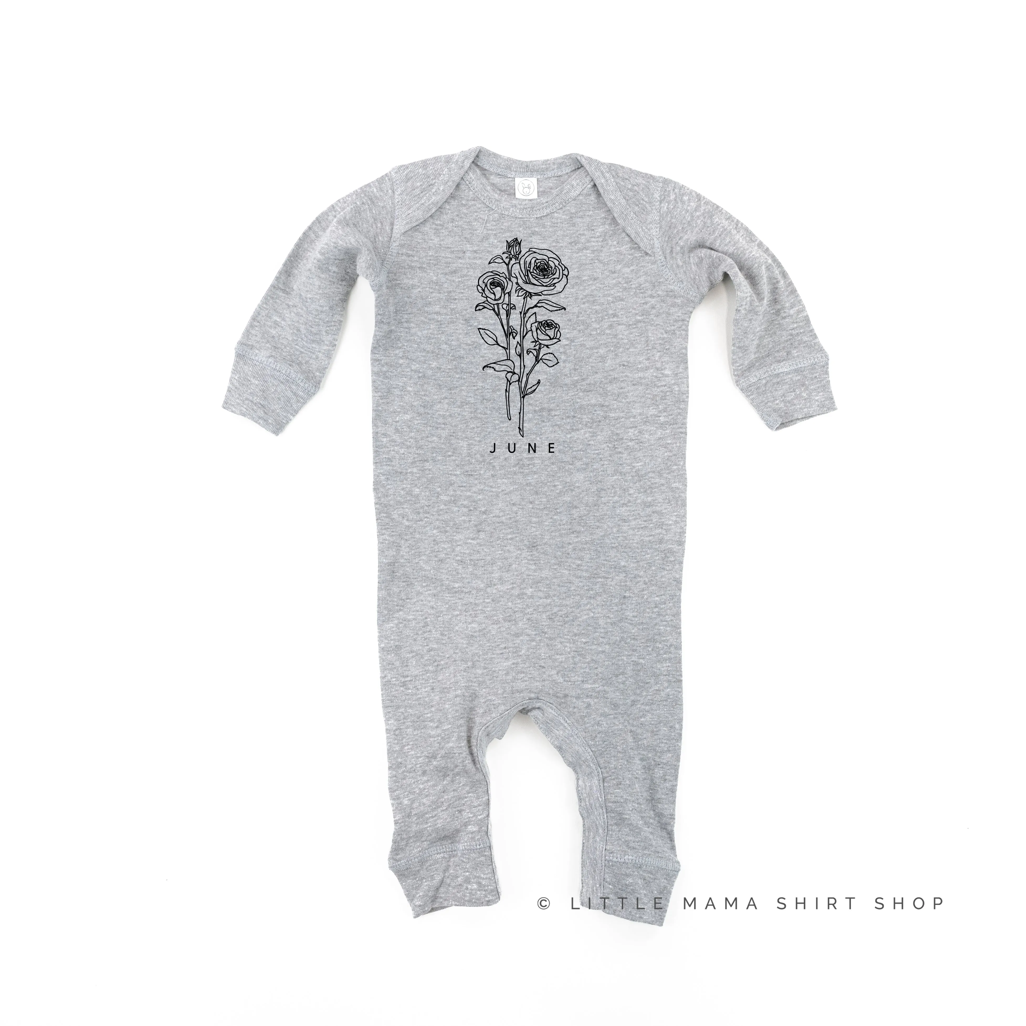 JUNE BIRTH FLOWER - Rose - One Piece Baby Sleeper