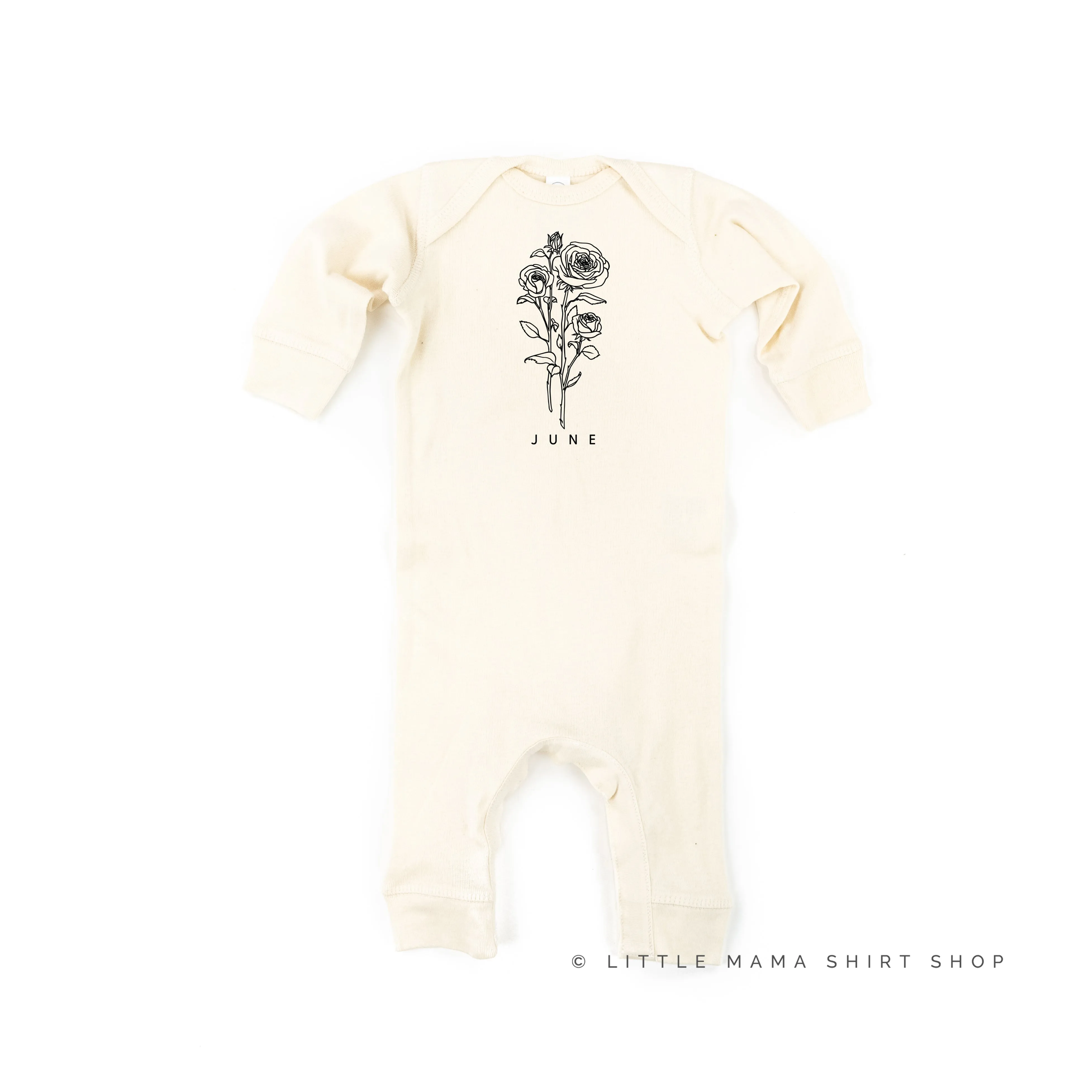 JUNE BIRTH FLOWER - Rose - One Piece Baby Sleeper