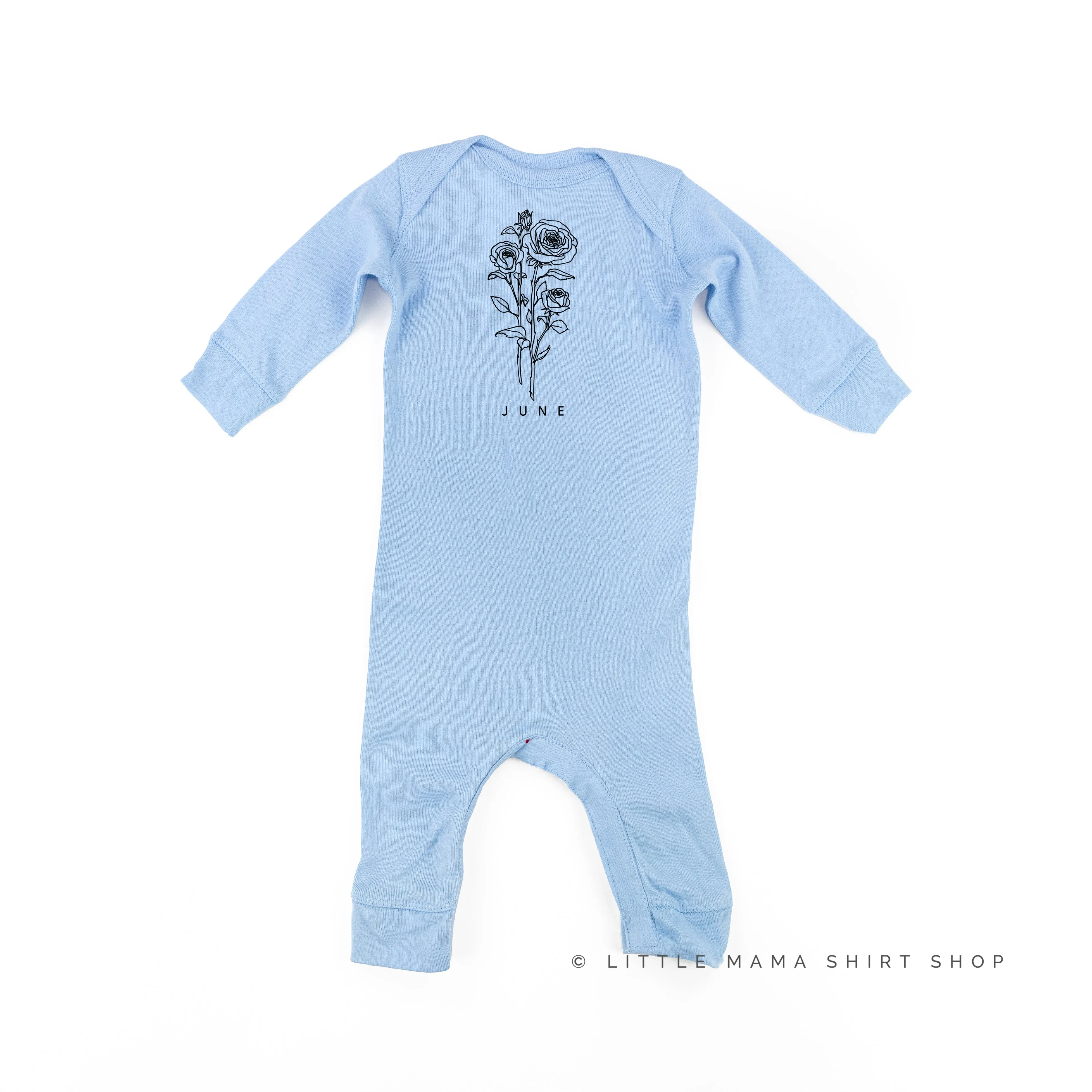 JUNE BIRTH FLOWER - Rose - One Piece Baby Sleeper