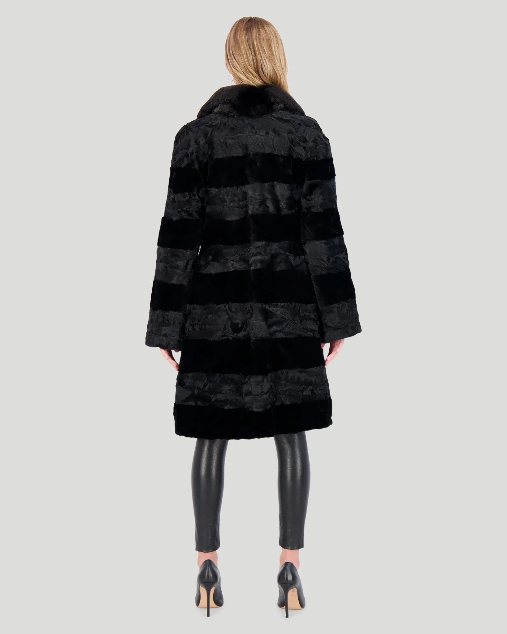 Lamb Short Coat with Mink Sections