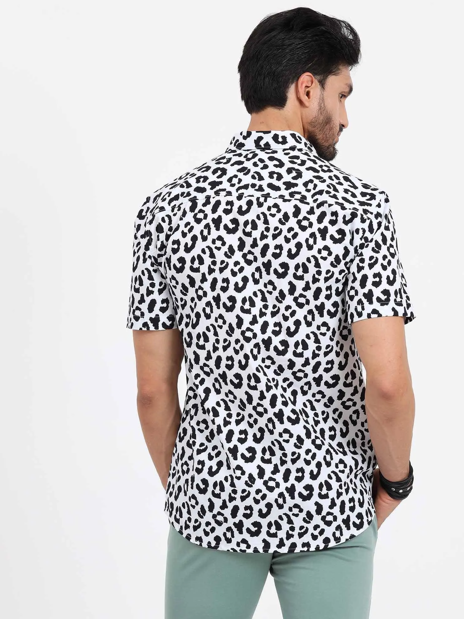 Leopard Print Half Sleeve Shirt