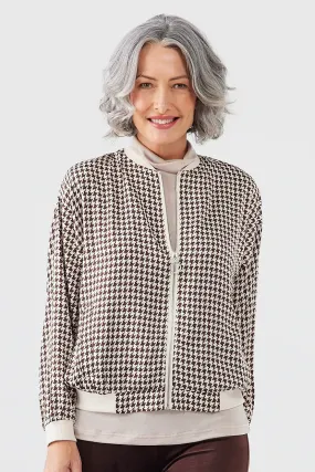 Liza Bomber in Chocolate Houndstooth