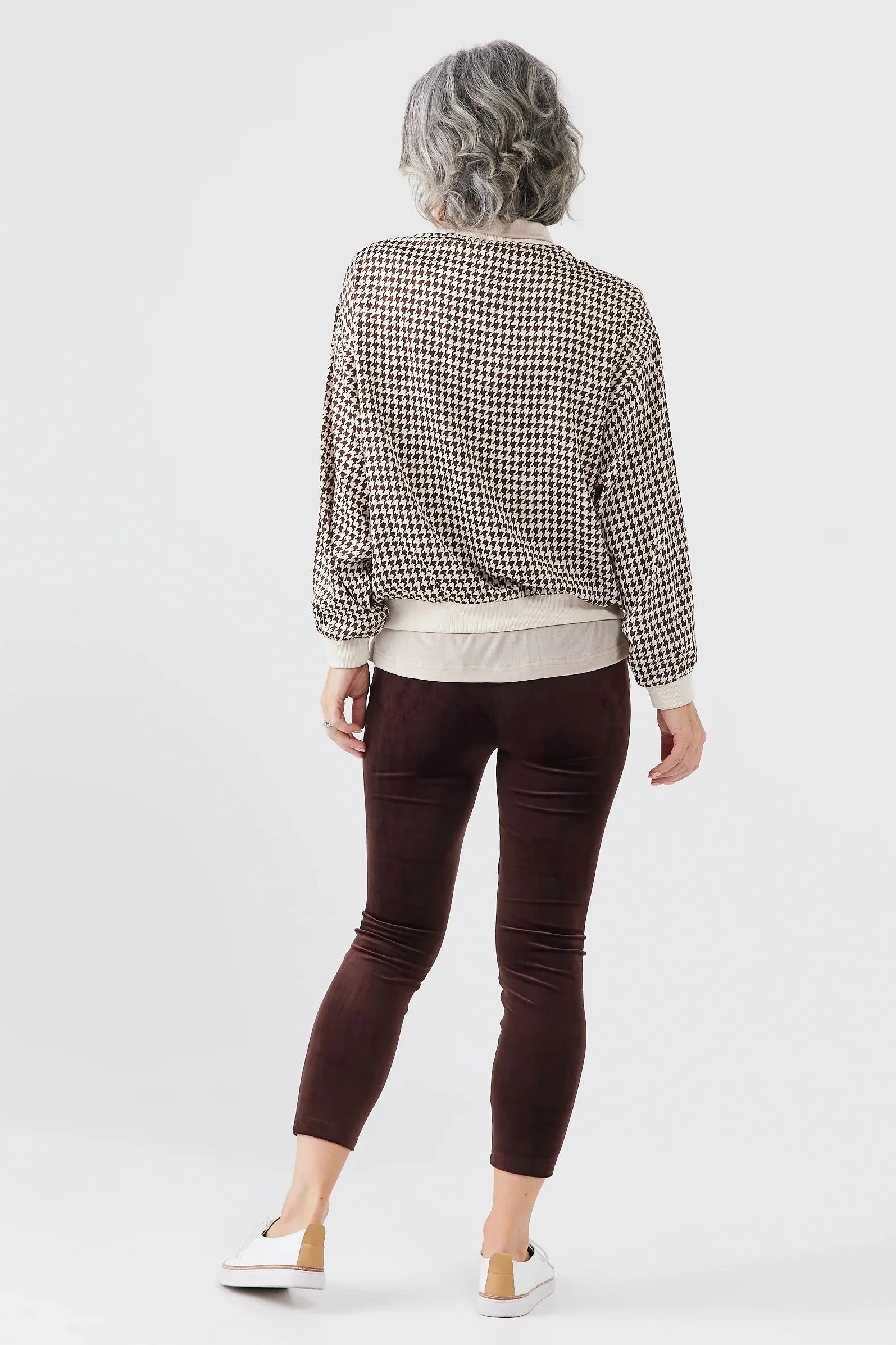 Liza Bomber in Chocolate Houndstooth