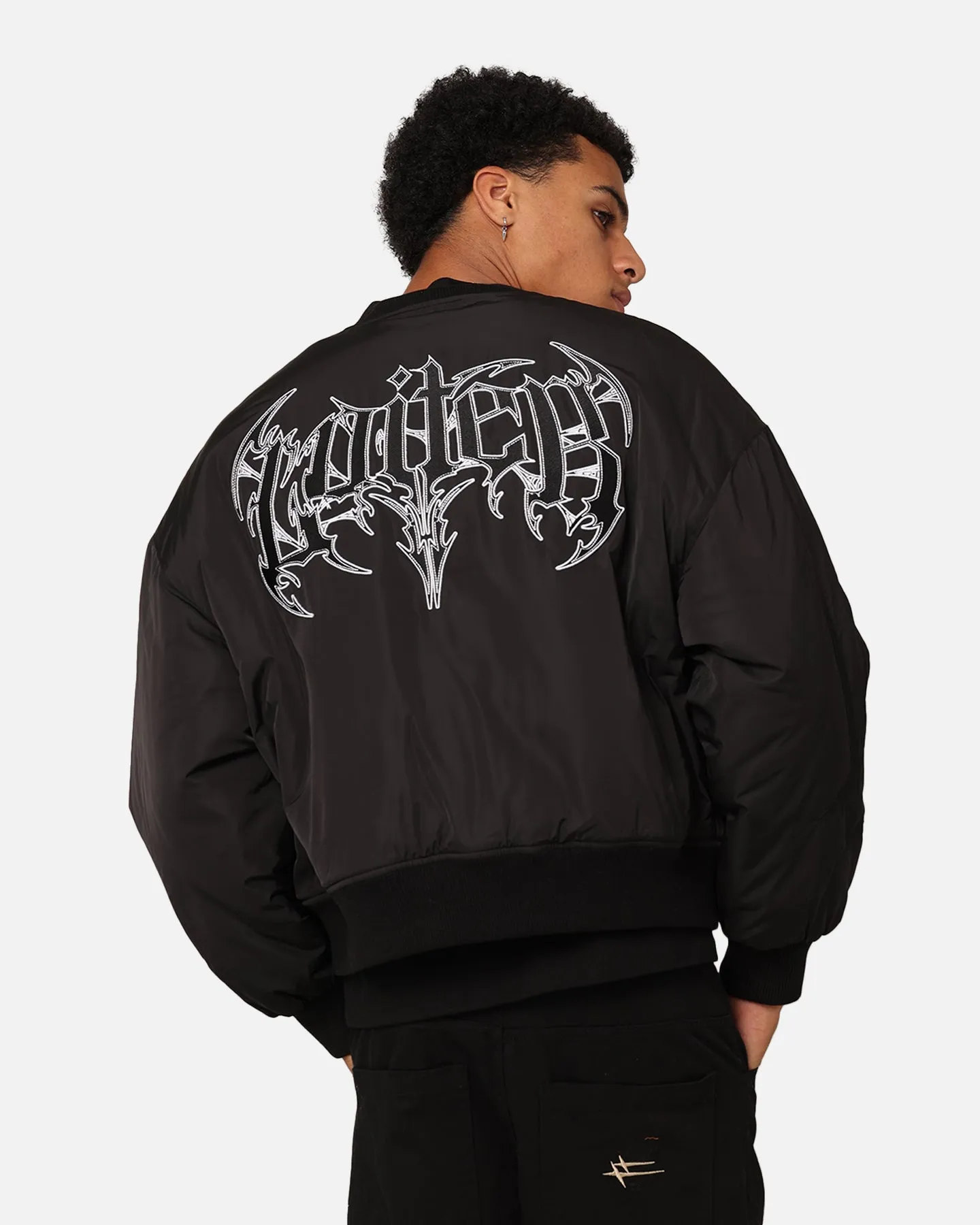 Loiter Shadow Cropped Bomber Jacket Black