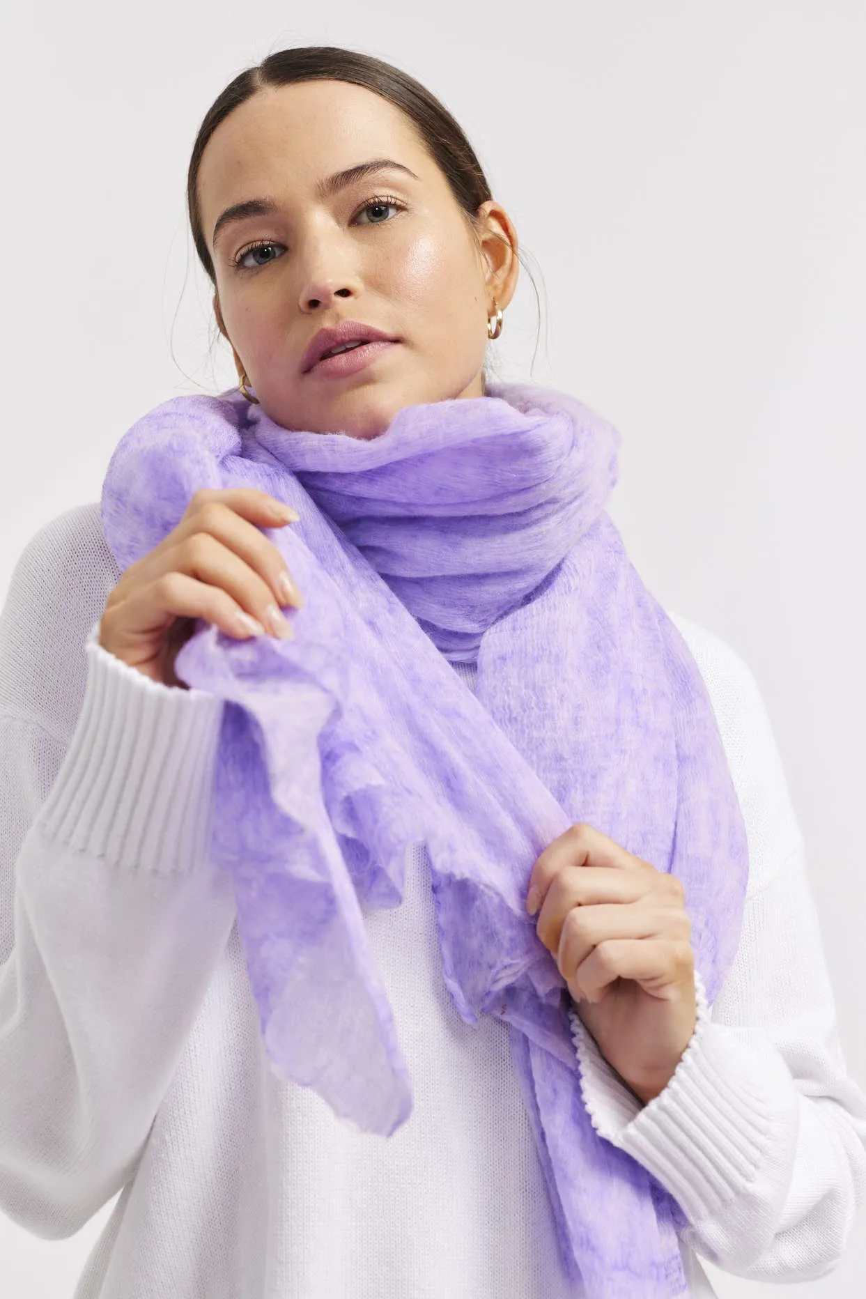 Louisa Wool Silk Scarf in Lilac