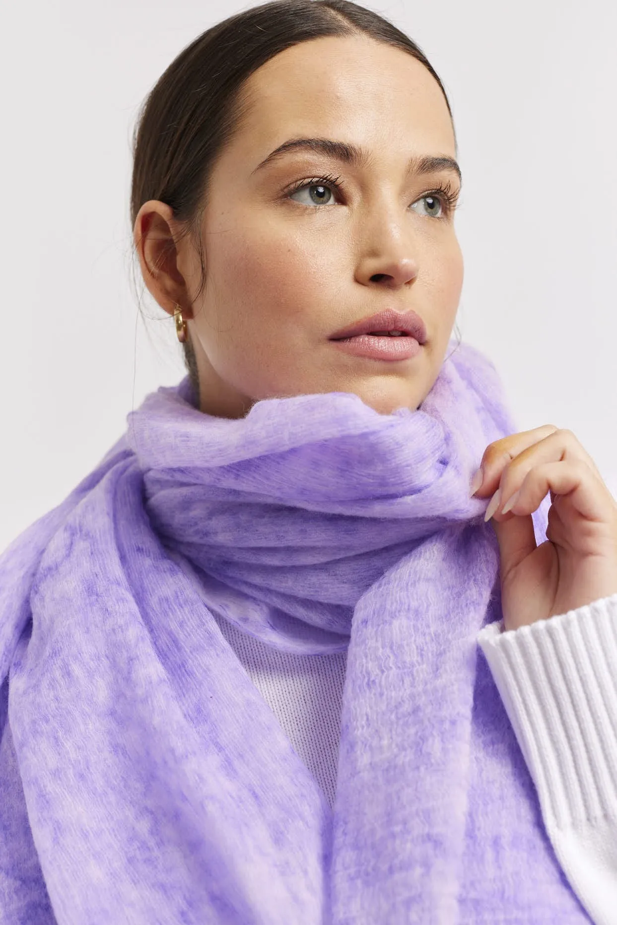 Louisa Wool Silk Scarf in Lilac