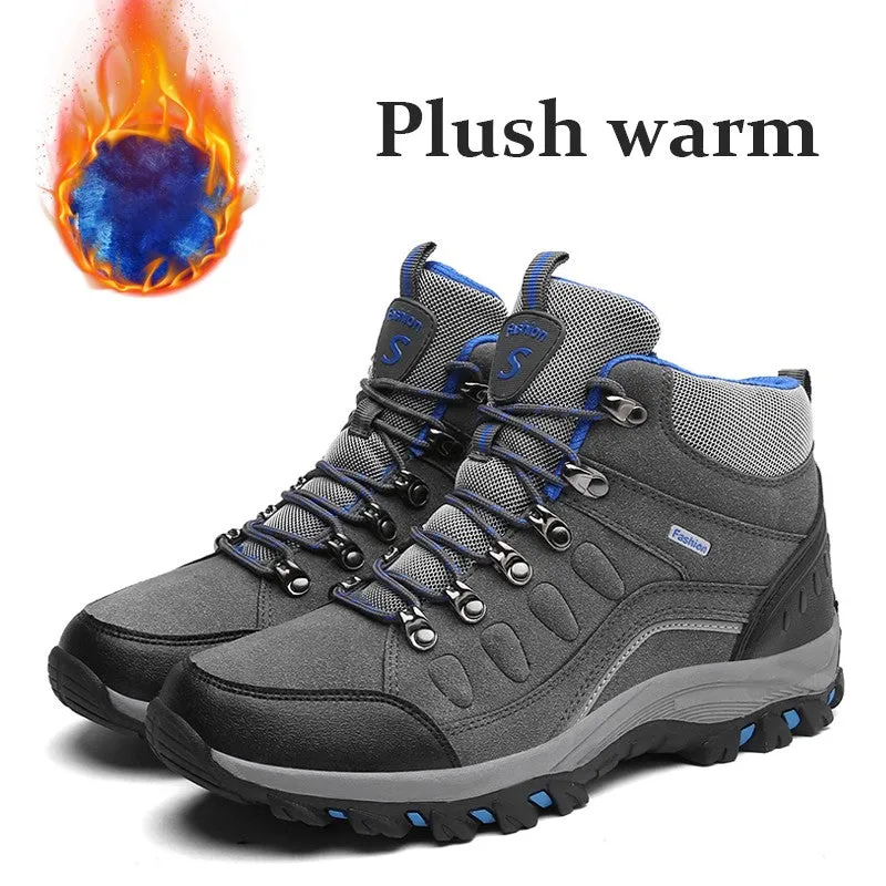 Man's outdoor winter thermal velvet anti-skid hiking snow boots