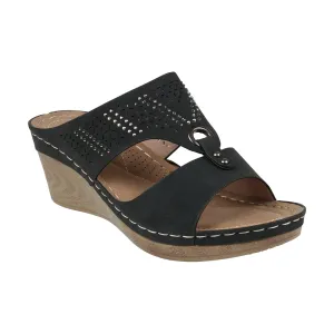 Marbella Black Wedge Sandals