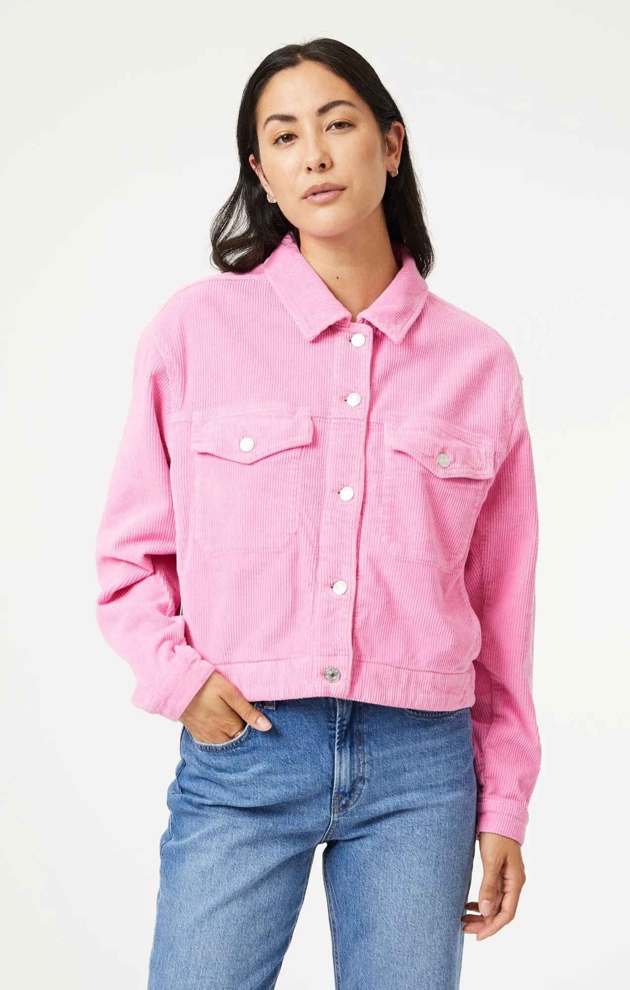 MAREN CROP JACKET IN PINK CORD