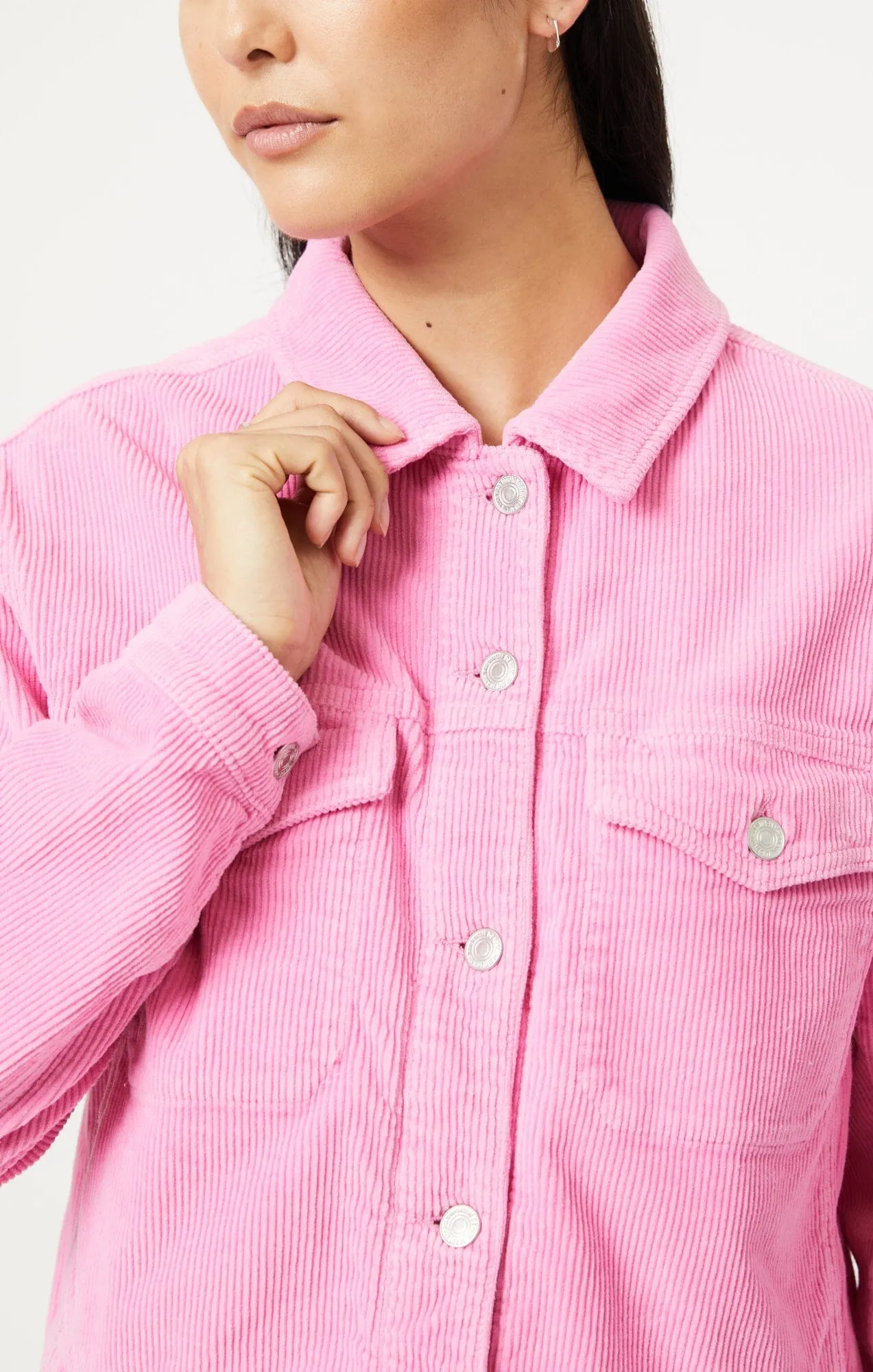 MAREN CROP JACKET IN PINK CORD