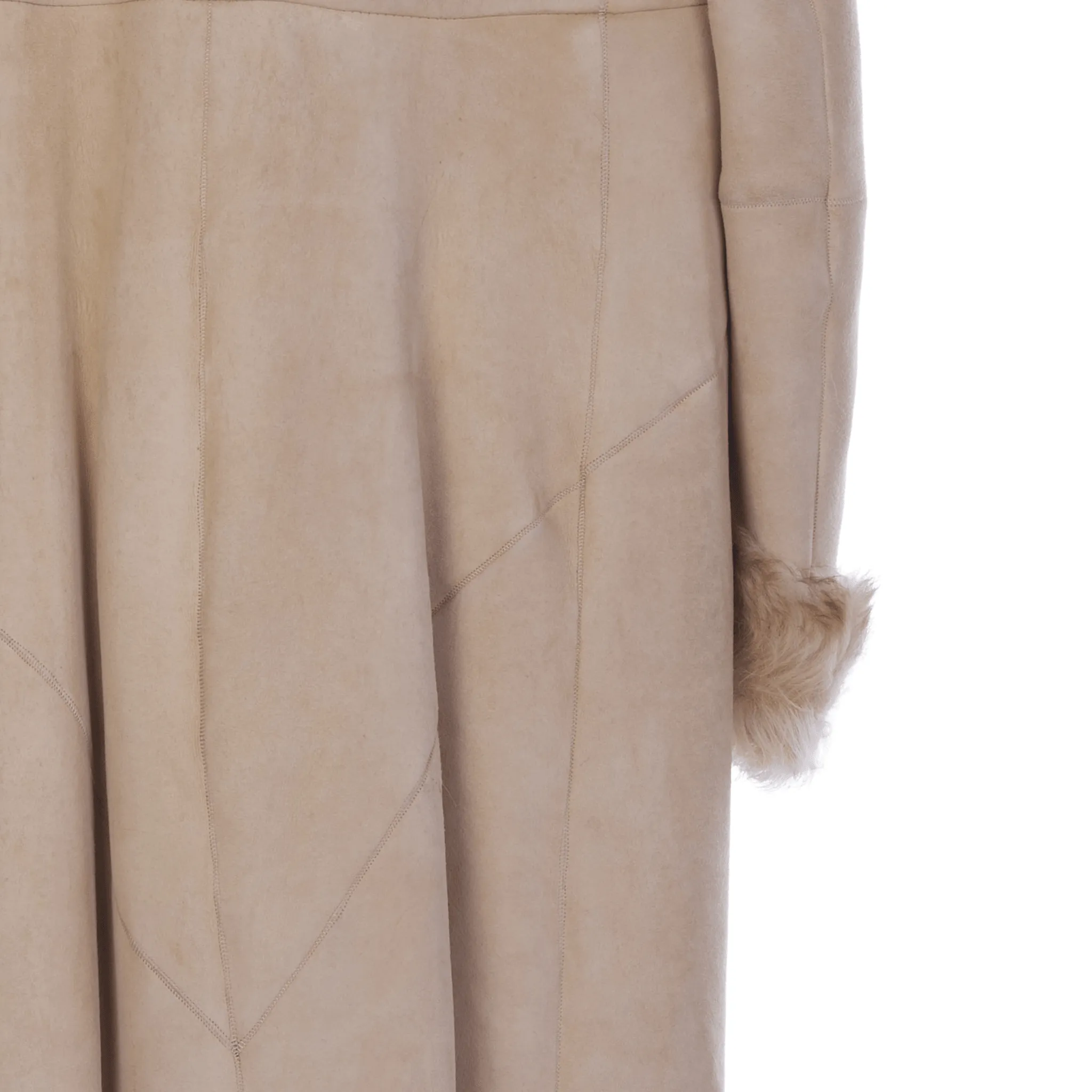 MaxMara Suede Leather Fawn Long Sleeved Coat UK Size 12