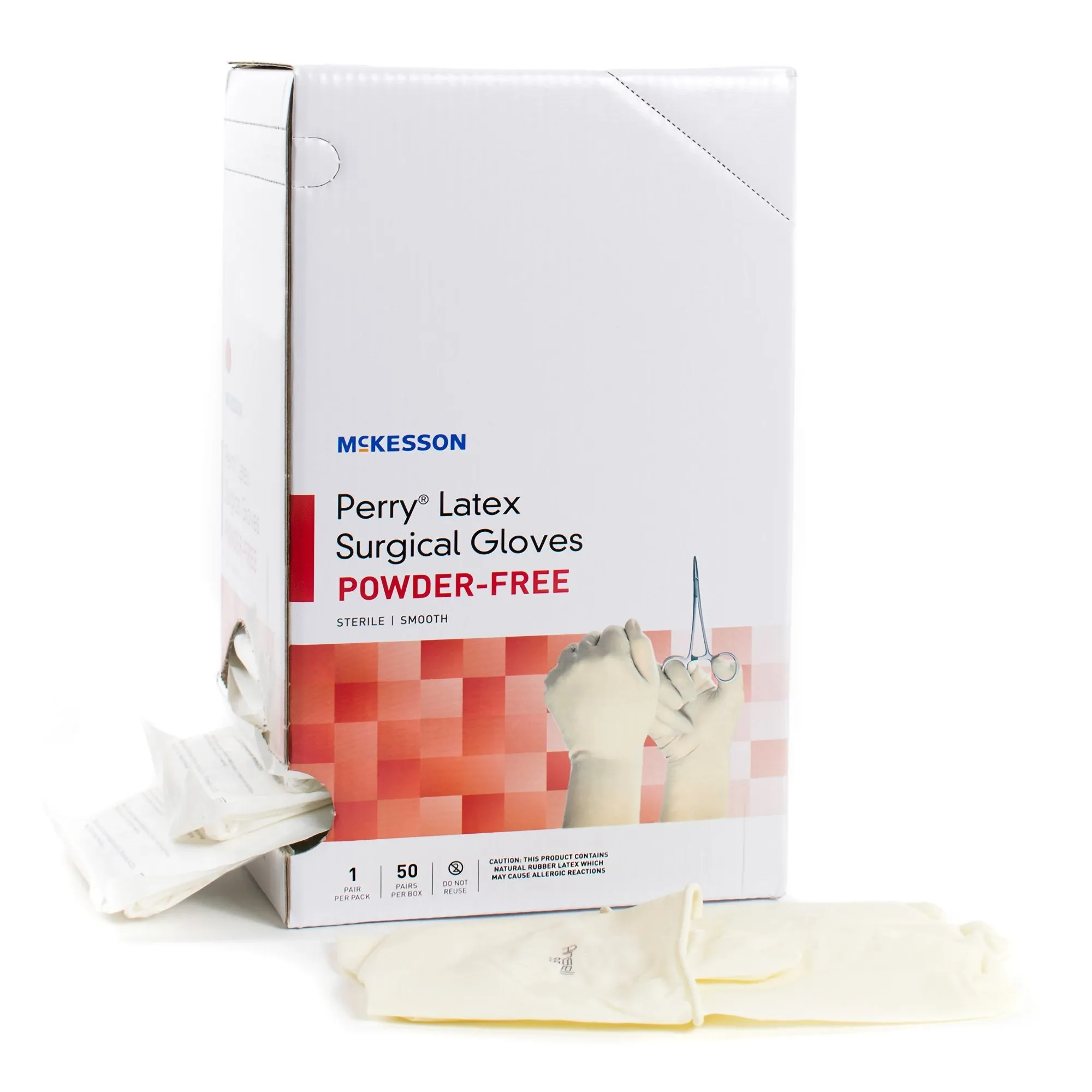 McKesson Perry® Performance Plus Latex Standard Cuff Length Surgical Glove, Size 8, Cream