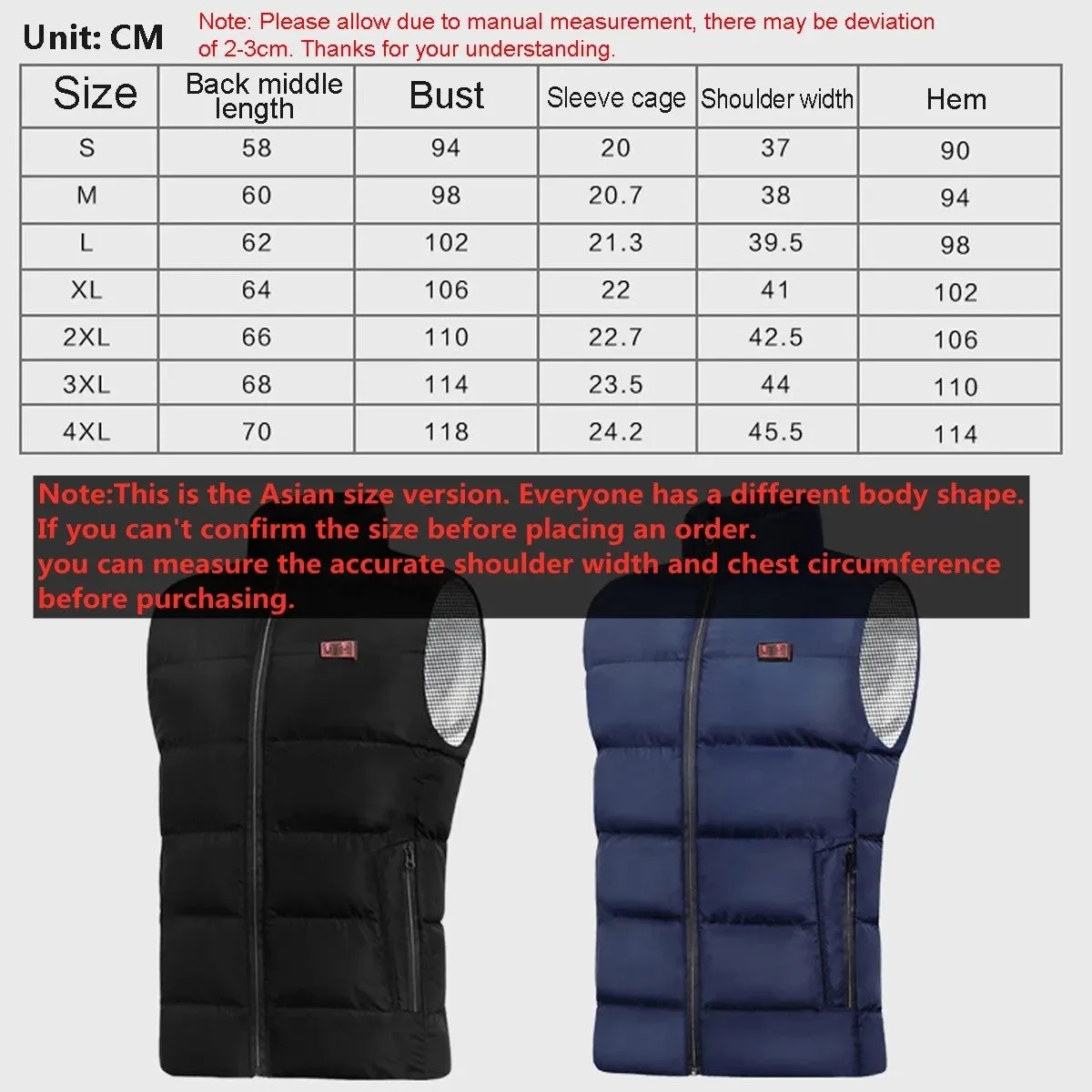 Men and Women's 9 Area Heated Vest