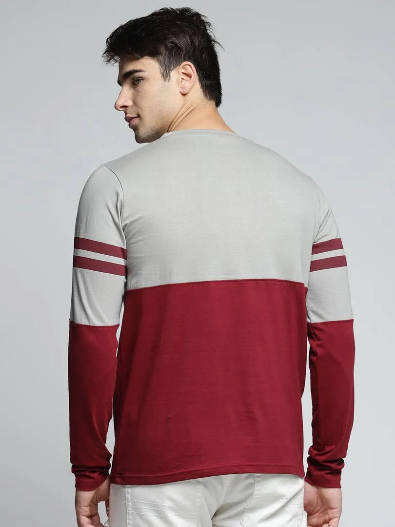 Men Multicoloured Cotton Self Pattern Round Neck Tees