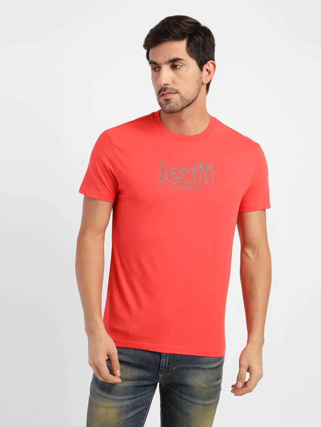 Men's Brand Logo Slim Fit T-shirt Red