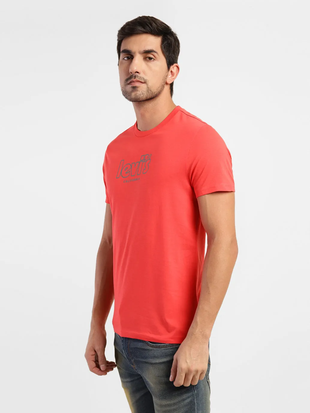 Men's Brand Logo Slim Fit T-shirt Red