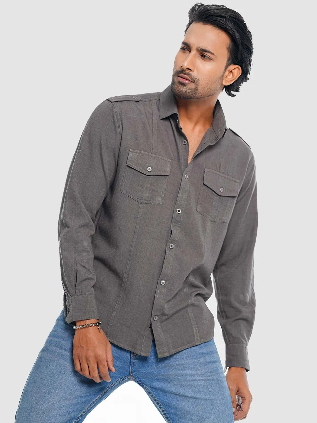 Men's Casual Full Sleeve Shirt in Olive