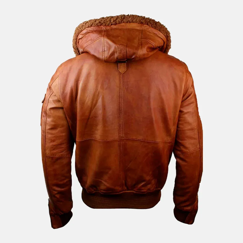 Mens Furry Leather Jacket With Hoodie