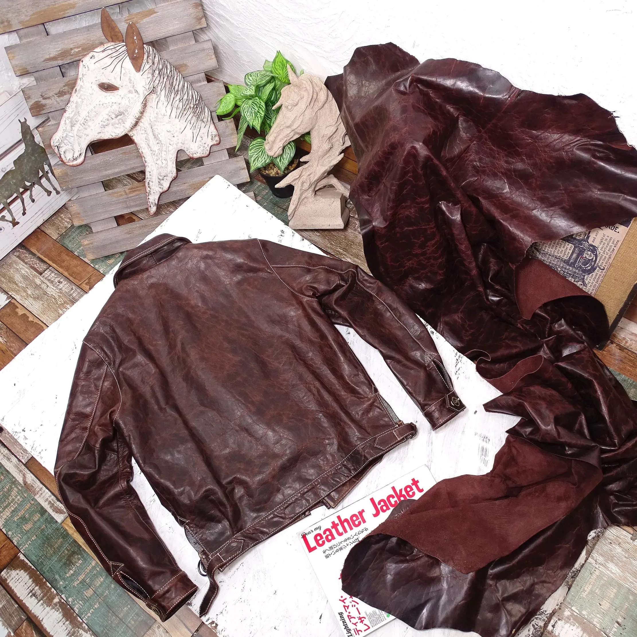 Men's Genuine Leather Aviator Bomber Jacket - Horsehide Material