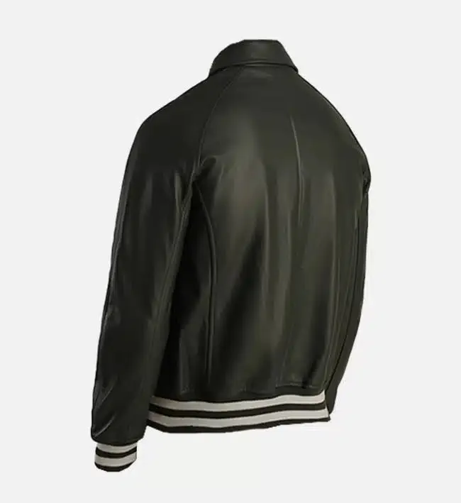 Men's Green Leather Varsity Jacket