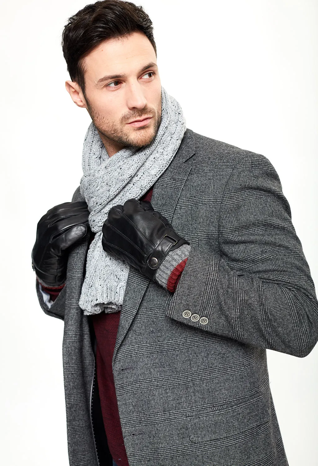 Men's Grey Scarf and Gloves Set