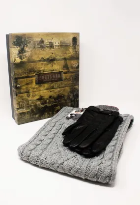 Men's Grey Scarf and Gloves Set