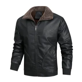 MEN'S PLUSH FUR INTEGRATED WATER WASHED LEATHER JACKET