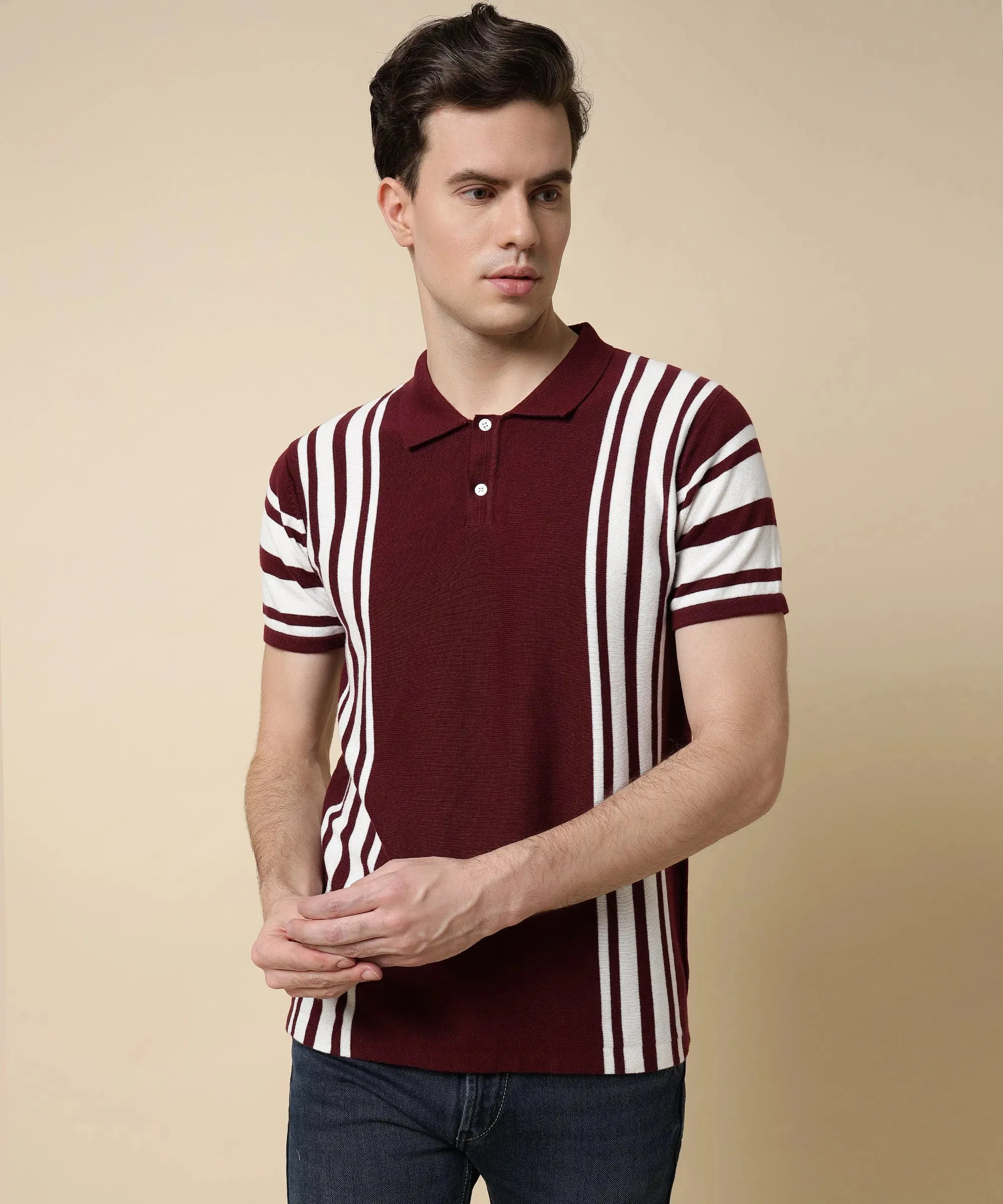 Men's Royal Wine Polo Collared Tshirt