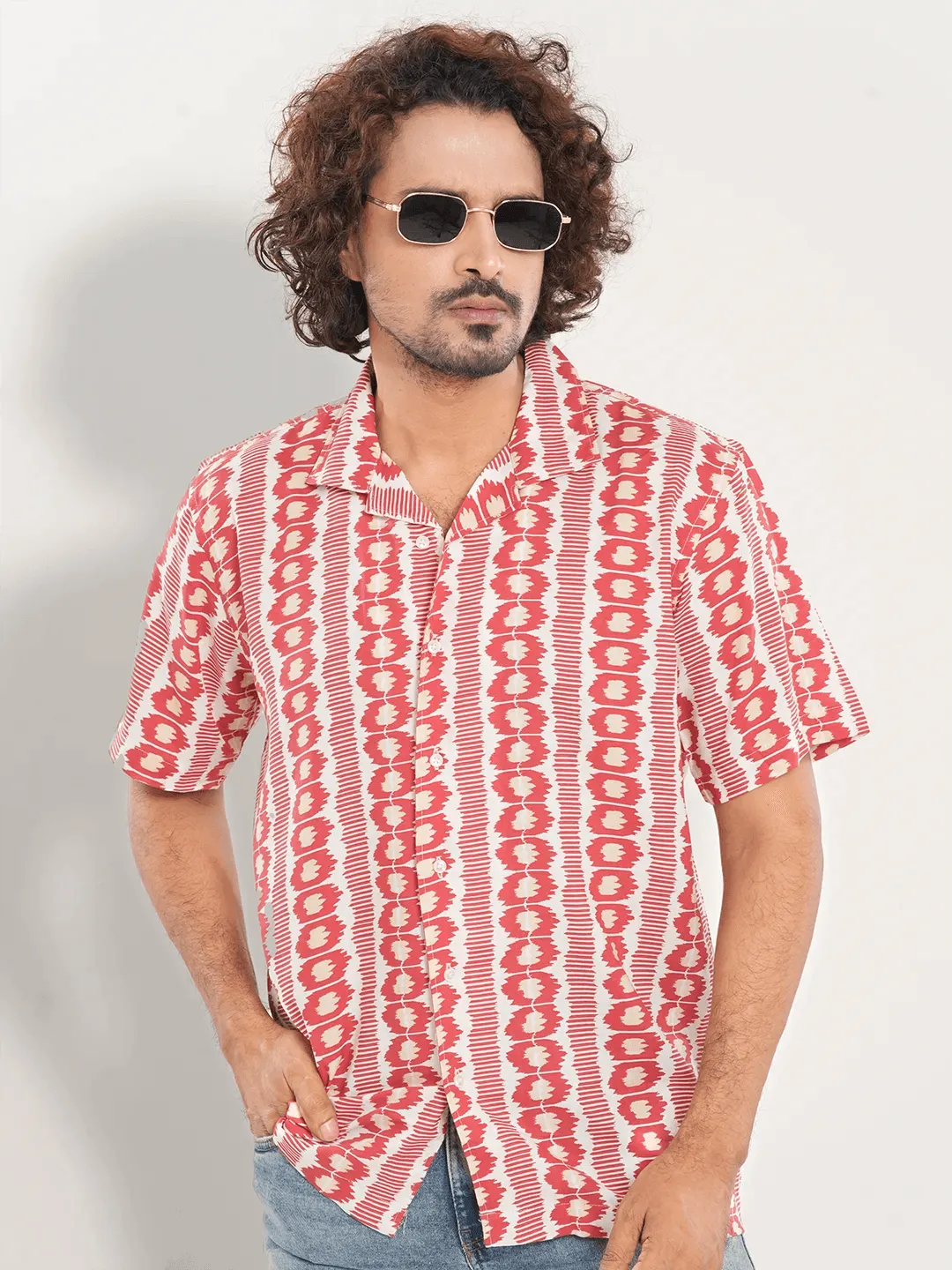 Men's Short Sleeve Shirt in Vermilion Orange