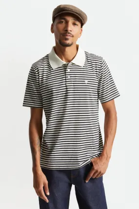 Micro Stripe S/S Polo Knit - Off White/Black