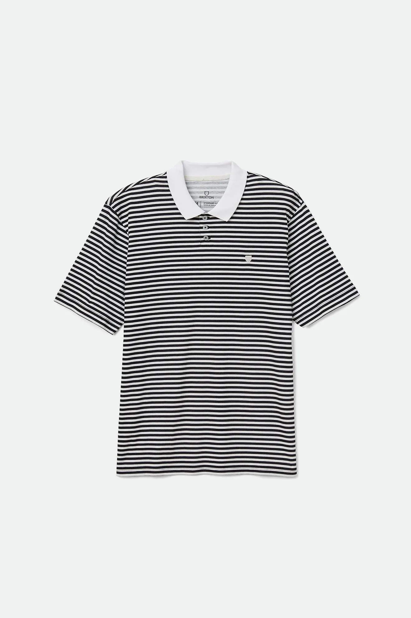 Micro Stripe S/S Polo Knit - Off White/Black