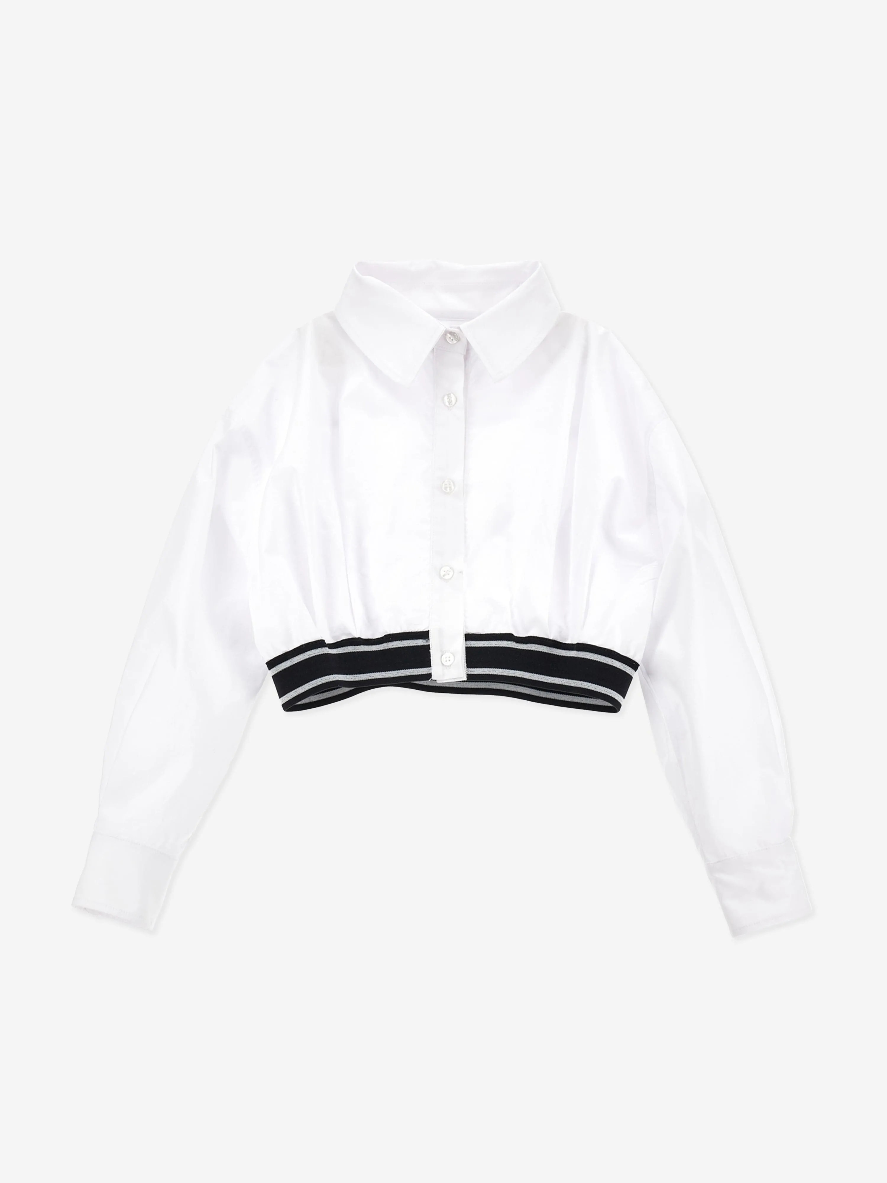 Monnalisa Girls Cropped Shirt in White