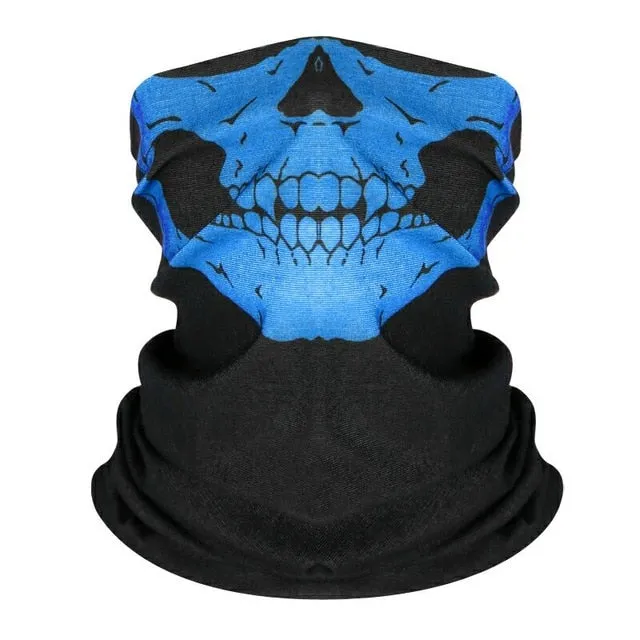 Motorcycle Mask Balaclava Skull Ghost Mask Biker Motor Face Shield Windproof Outdoor Face Masks Scarf Multi Wear Tube Bandana