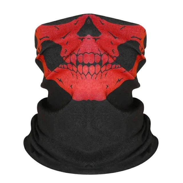 Motorcycle Mask Balaclava Skull Ghost Mask Biker Motor Face Shield Windproof Outdoor Face Masks Scarf Multi Wear Tube Bandana