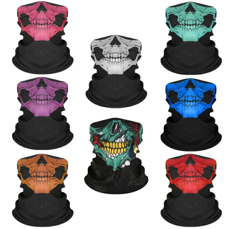 Motorcycle Mask Balaclava Skull Ghost Mask Biker Motor Face Shield Windproof Outdoor Face Masks Scarf Multi Wear Tube Bandana